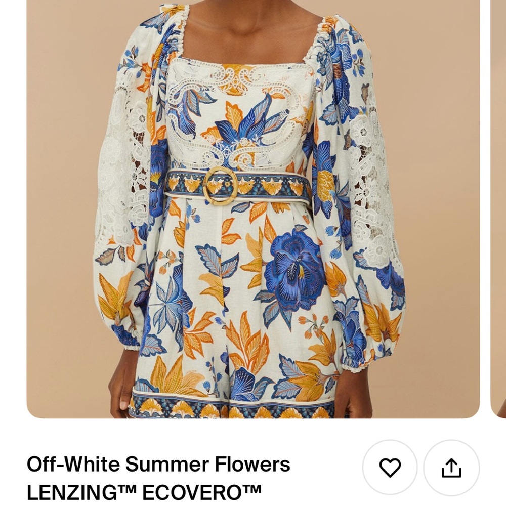Off-White Summer Flowers
LENZING™ ECOVEROT™
Euroflax™ Romper farm rio small NWT